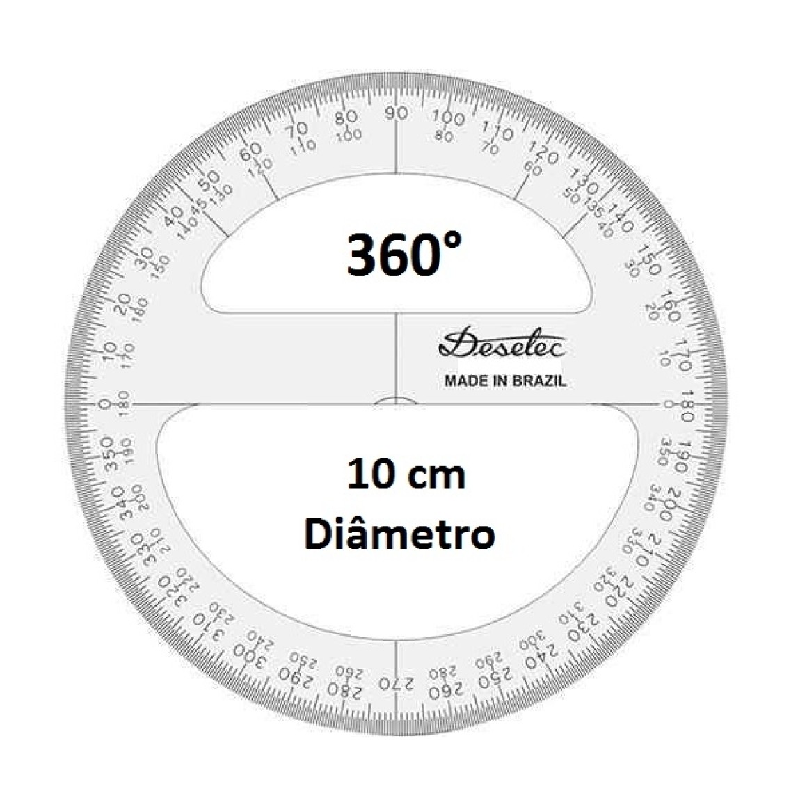 Transferidor 360 Grau Cristal Acrimet - Pacote com 10 Unidades